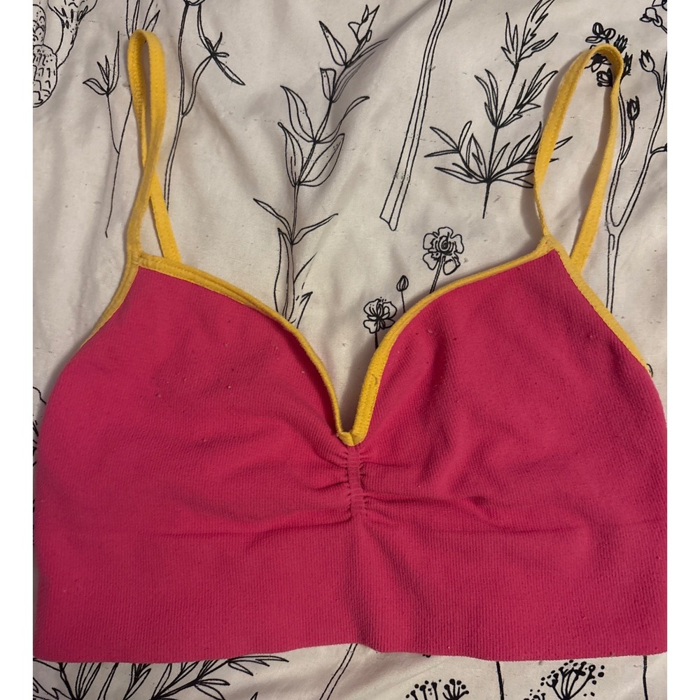 Free People Intimately Hot Pink/Orange Unlined Bralette, Medium/Large‎